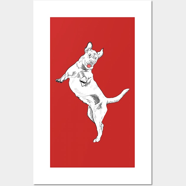 Marshall the White Labrador Retriever - Red Wall Art by Elizabeths-Arts